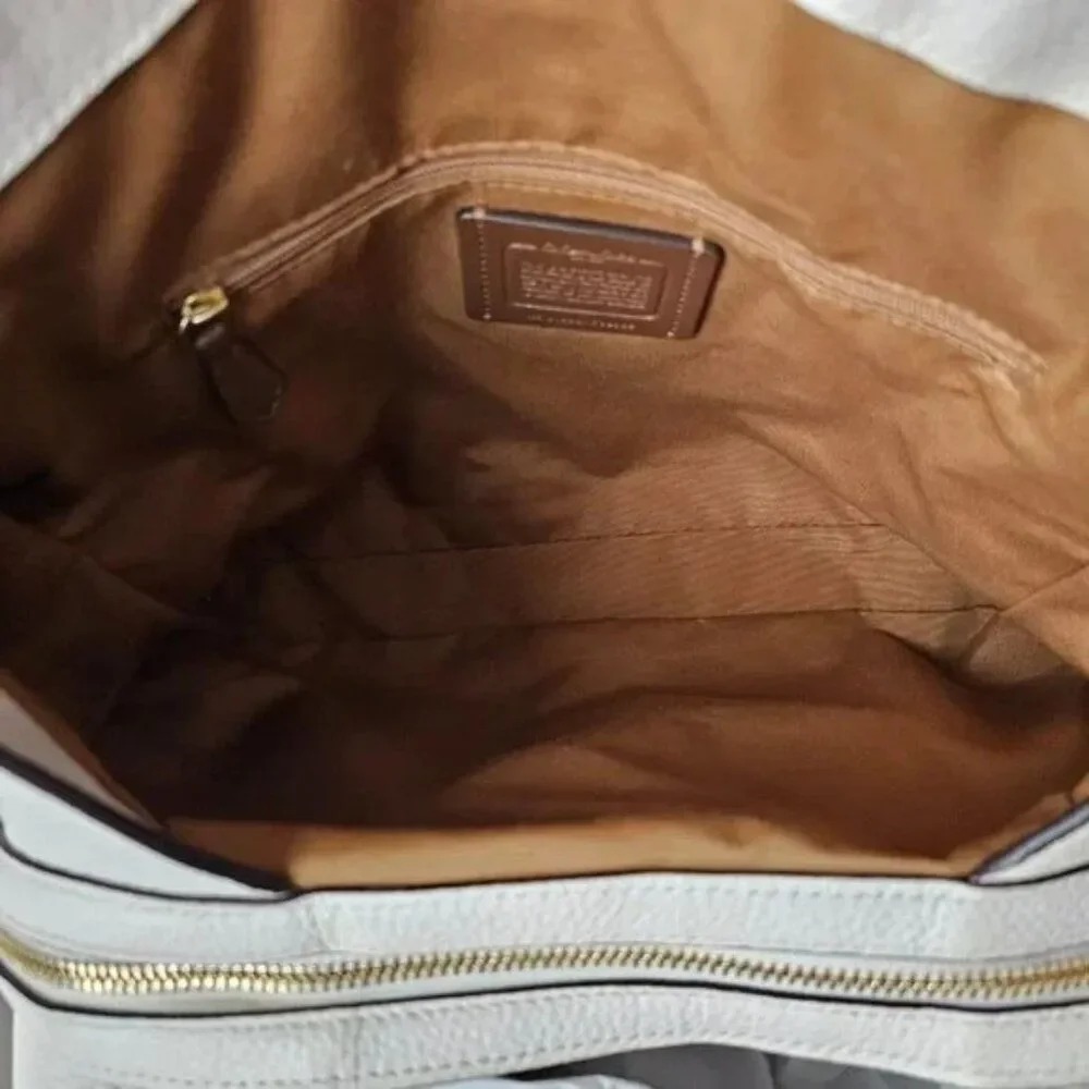 Vintage Coach Hallie Pebble Leather Snake Trim White Hobo Shoulder Bag - Picture 9 of 14